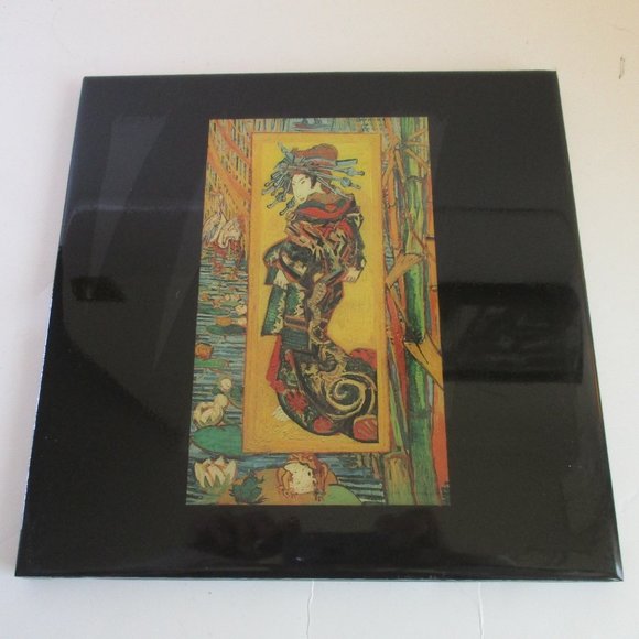 *Ceramic Tile 'The Actor' in Golds and Greens by Vincent van Gogh Wall Decor - Picture 1 of 4